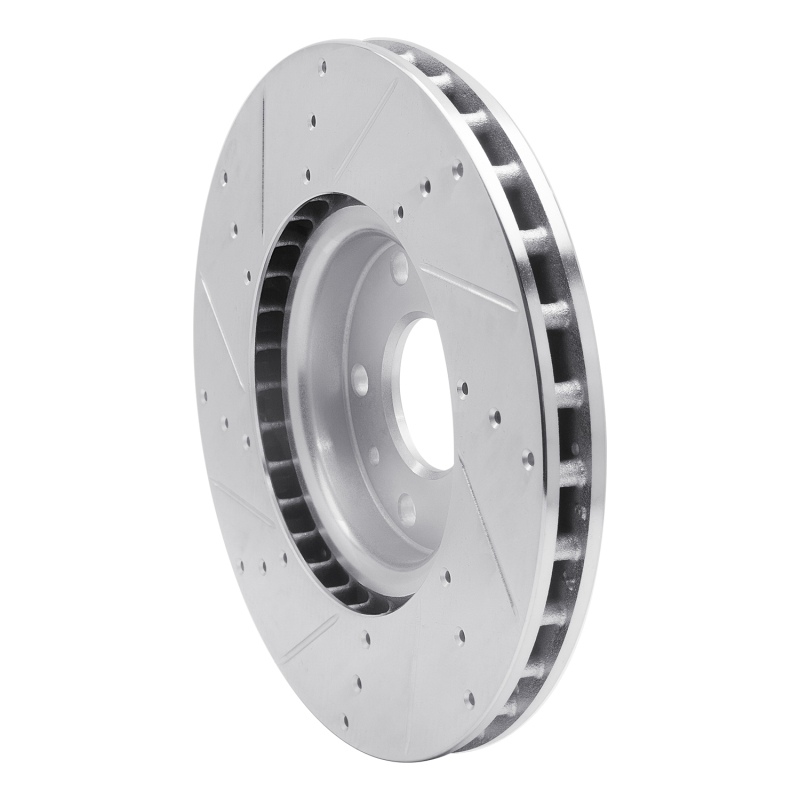Chevrolet Corvette Brake Rotor (1) - Front Right - R1 Concepts - Drilled & Slotted - Silver - `14-`19